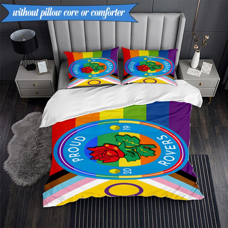 3PCS Blackburn Rovers Crest Football Club Soft Bedding Set,Including 1pc Duvet Cover And 2pcs Pillowcases Perfect for Bedroom, Dormitory, Fan Gift