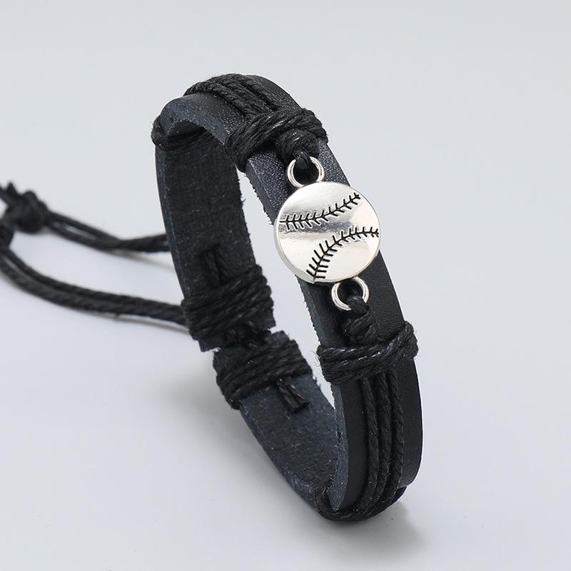 Retro Woven Cowhide Bracelet Simple Pull Adjustment Cross Bracelet Handrope Personalized Jewelry Gift