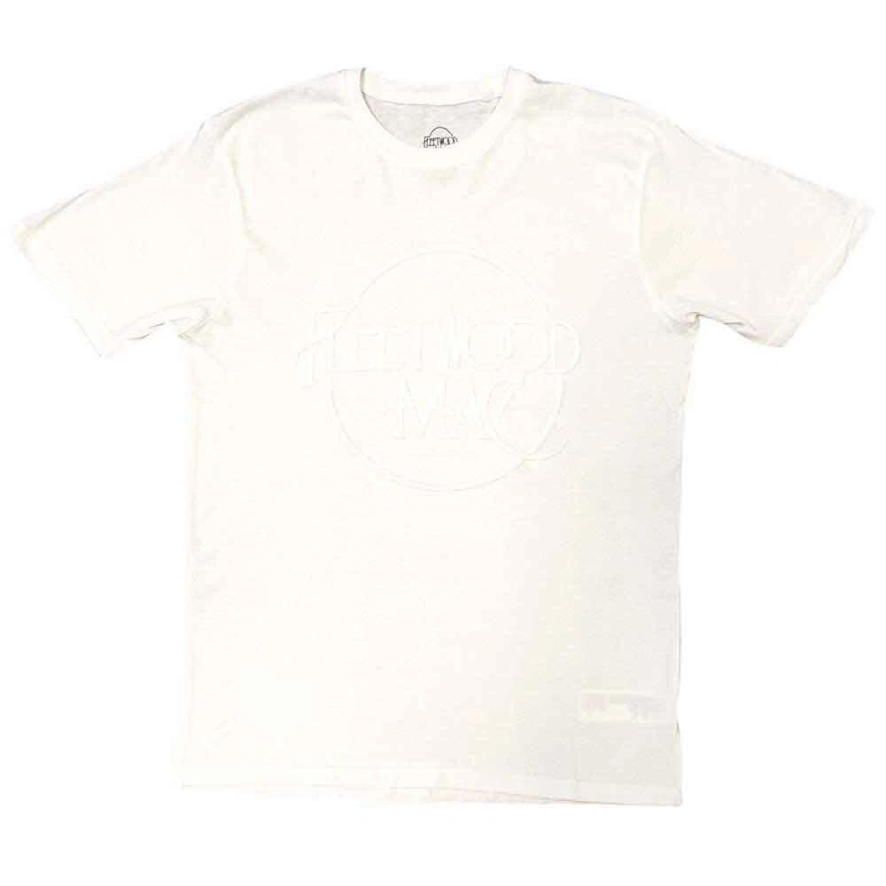 Fleetwood Mac Unisex Hi-Build T-Shirt: Classic Logo (White-On-White) (Large) S