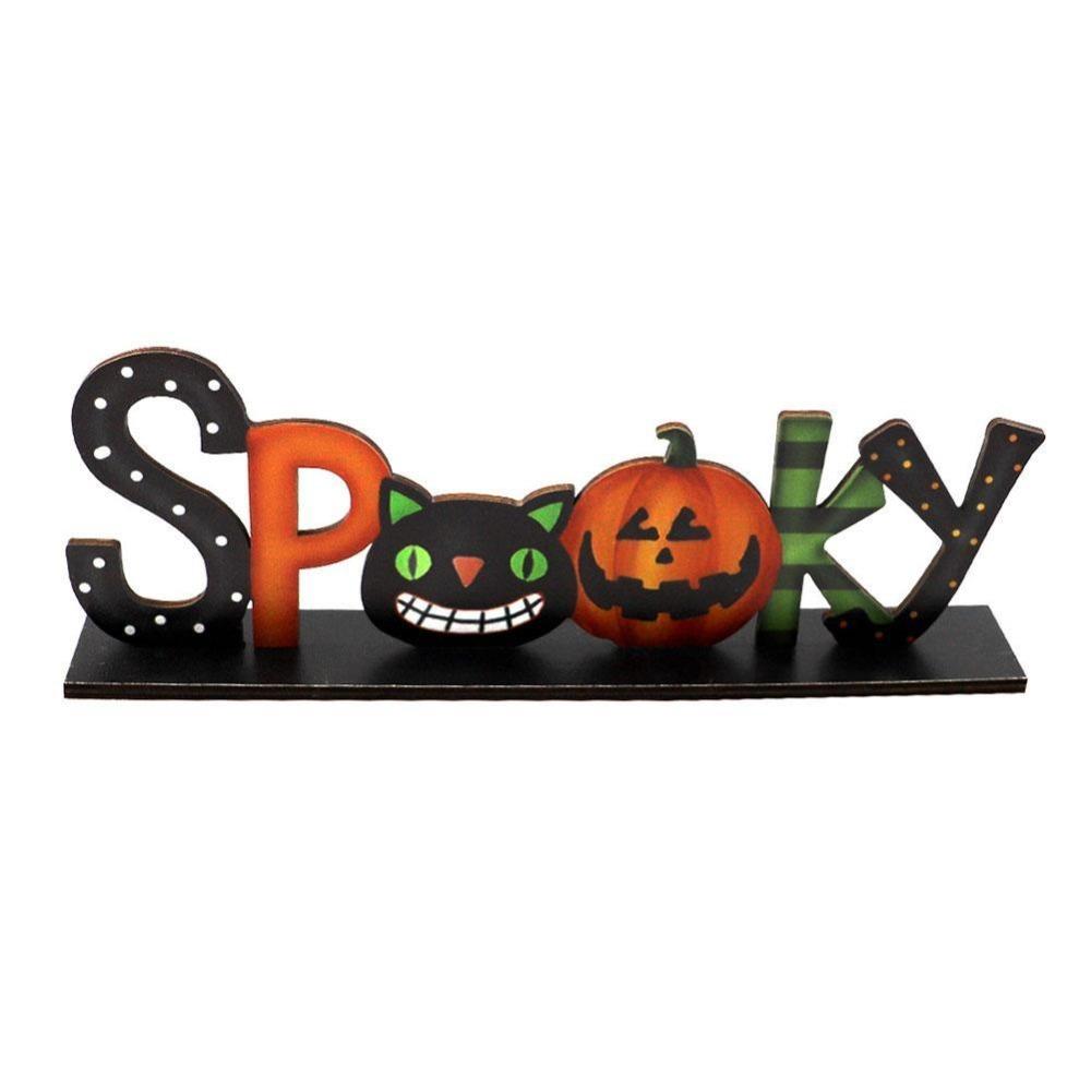 1pcs Halloween Wooden Decor Desk Ornament Party Supplies Atmosphere Prop Pumpkin Ghost Witch Decor Trick or Treat