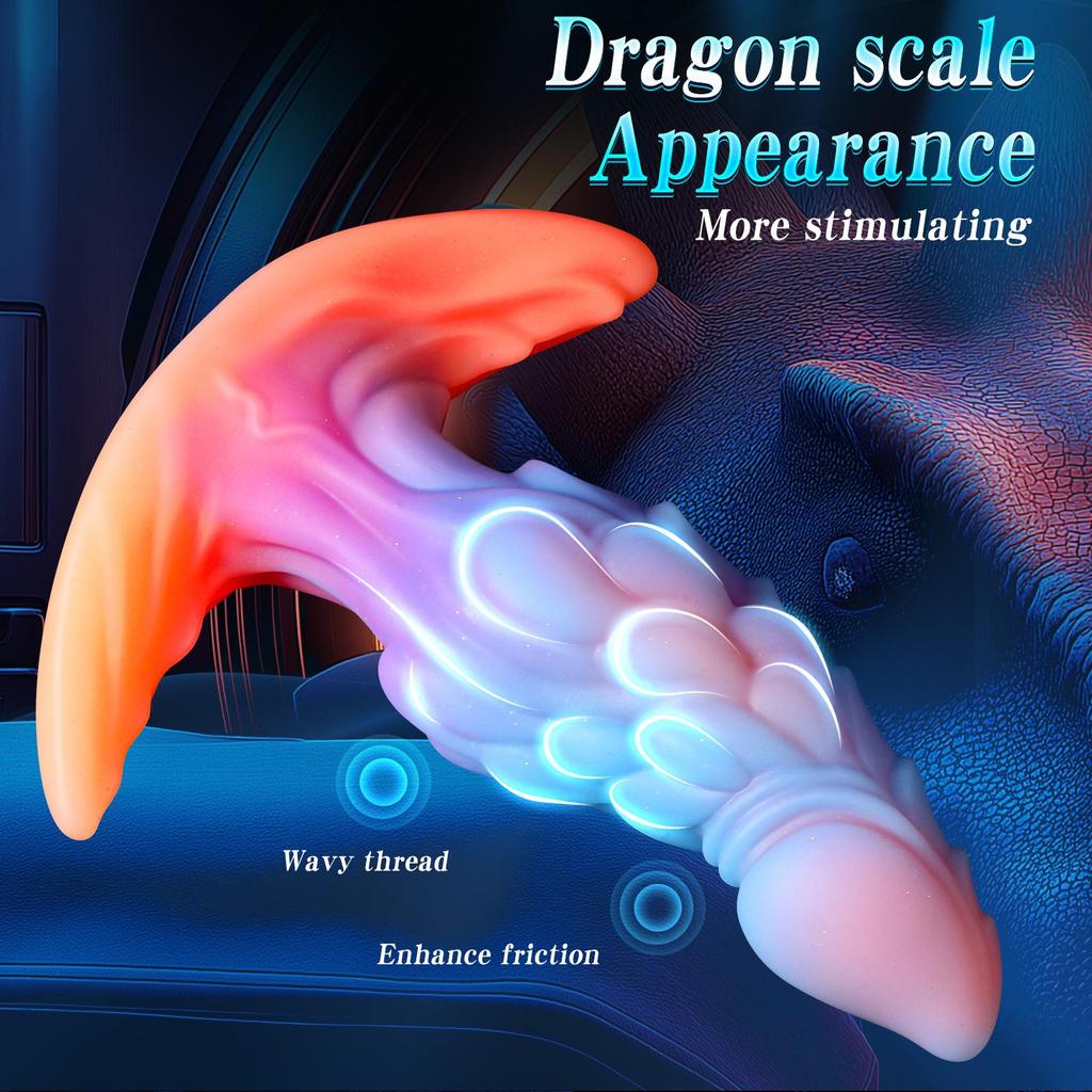 Unisex Glow-in-the-Dark Multi-colored Anal Plug – Unique-Shaped Liquid Silicone Phallic Masturbator – Adult Novelty Toy (Size S)