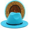 Fashion leopard print belt flat brim top hat autumn and winter British men and women double-sided color matching ethnic style jazz hat Wish