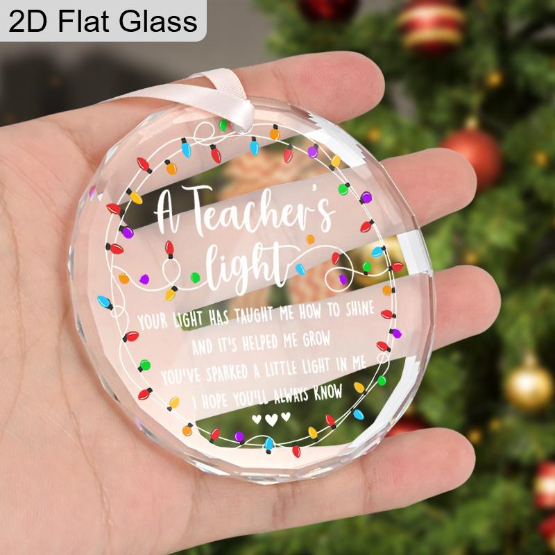 Lehrer-Wertschätzungs-Glasornament, Zitat "Das Licht eines Lehrers" zum Aufhängen, Geschenk zum Lehrertag, Weihnachten, Erntedankfest, Geschenk zum Schulanfang