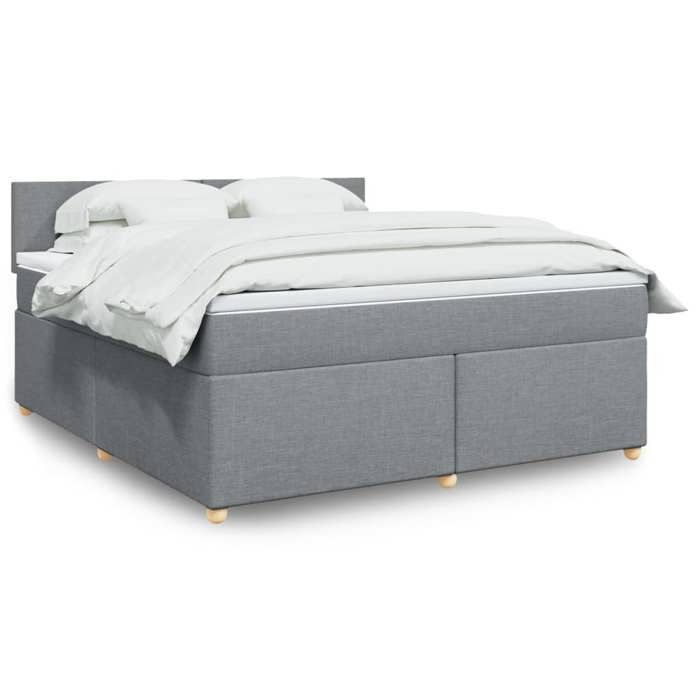 VidaXL Sommier à lattes de lit avec matelas Gris clair 180x200cm Tissu 3289052