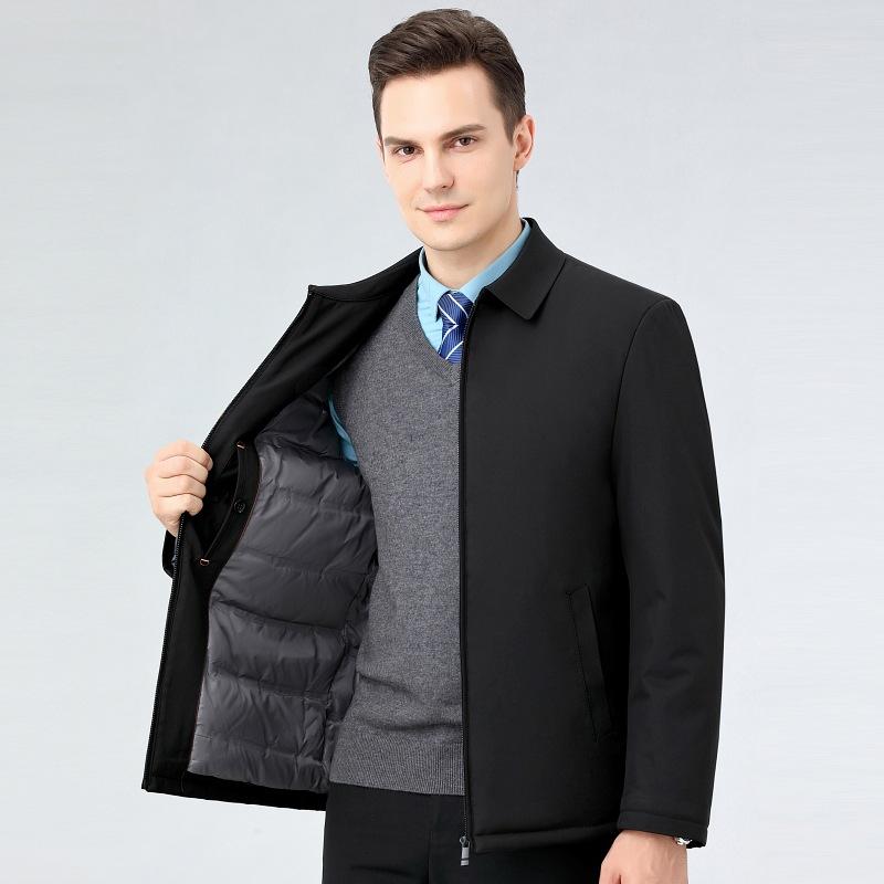 Autumn and winter down jacket white duck down middle-aged men's business thickened lapel jacket warm jacket