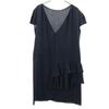 MIUMIU silk Short sleeve Frill one piece 42 Navy French sleeve Women Used