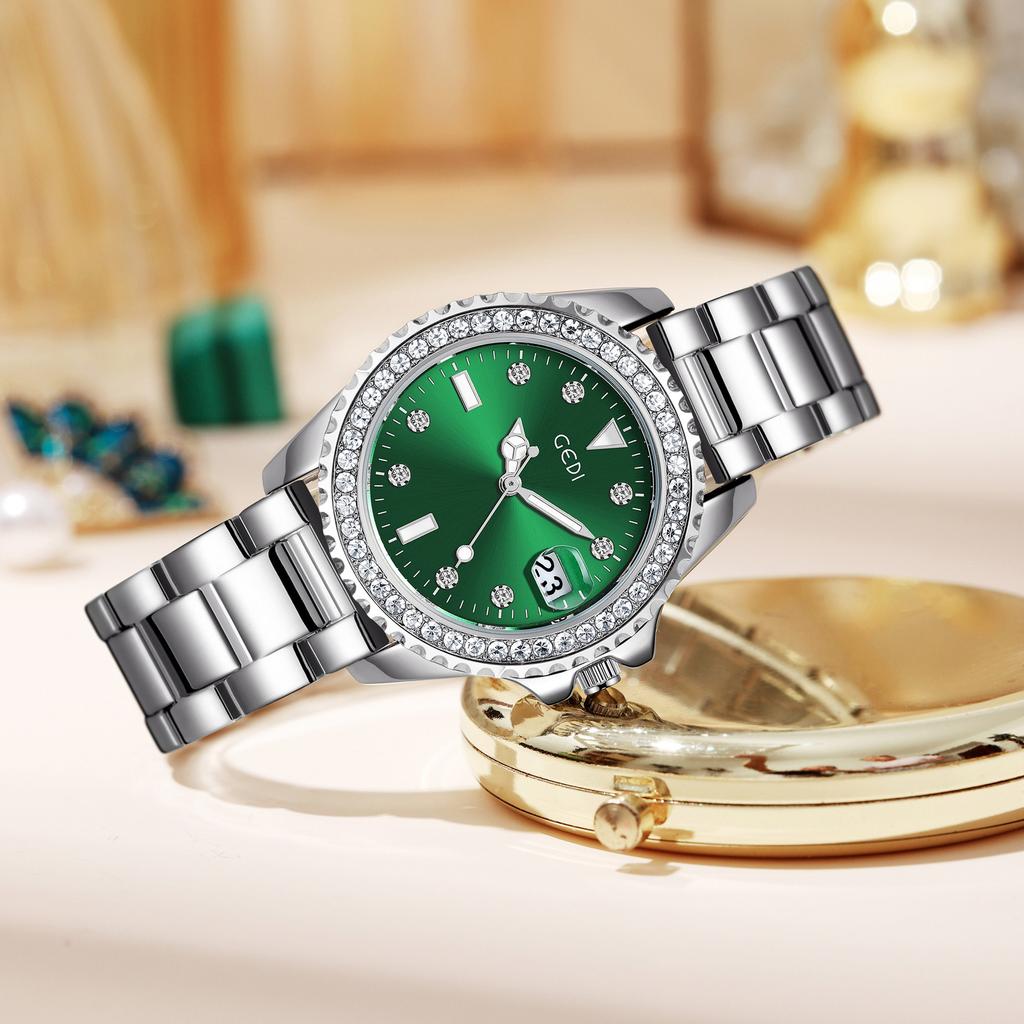 Light Luxury Retro Women'S Watch With Diamond Belt Calendar Steel Belt Watch Waterproof Quartz Watch