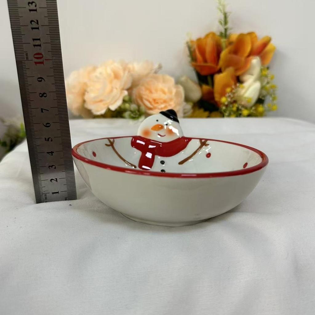 Christmas Snowman Ceramic Dessert Salad Bowl - Cute Cartoon Fruit Bowl, Creative Christmas Gift and Home Decor, Practical