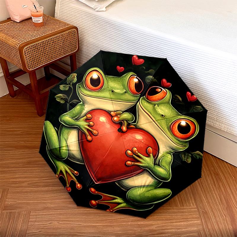 1 PC Automatic Folding Umbrella - Frogs Pattern, Portable & Foldable Design with 8 Ribs, Christmas Birthday Gifts