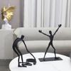 Creative Geometric Cast Iron Figure Sculpture Metal Craft Ornaments Couple Statue Metal Figurines Home Decoration Accessories
