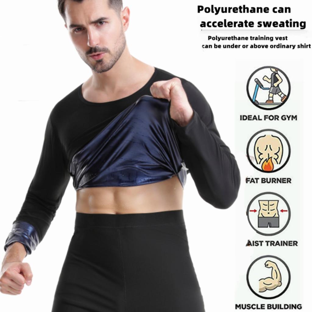 Mens Sauna Suit Hot Polymer Sweat Shirts Long Sleeve Workout Tank Tops Shapewear Waist Trainer Body Shaper Athletic Slimming Sweatshirt