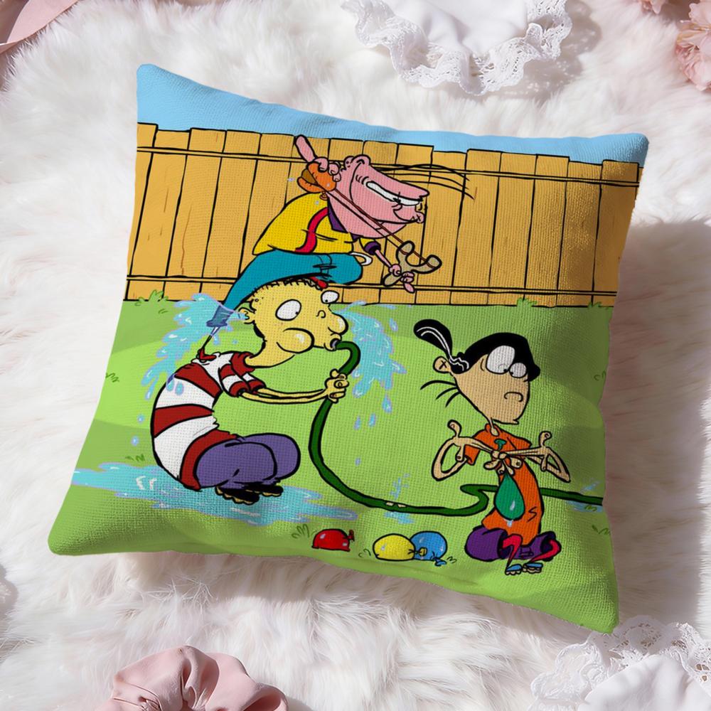 E-Ed, Edd n Eddy Cushion Cover Premium Comfort Reversible Pillow Cove -Two in One Design for Any Room & Car Interior