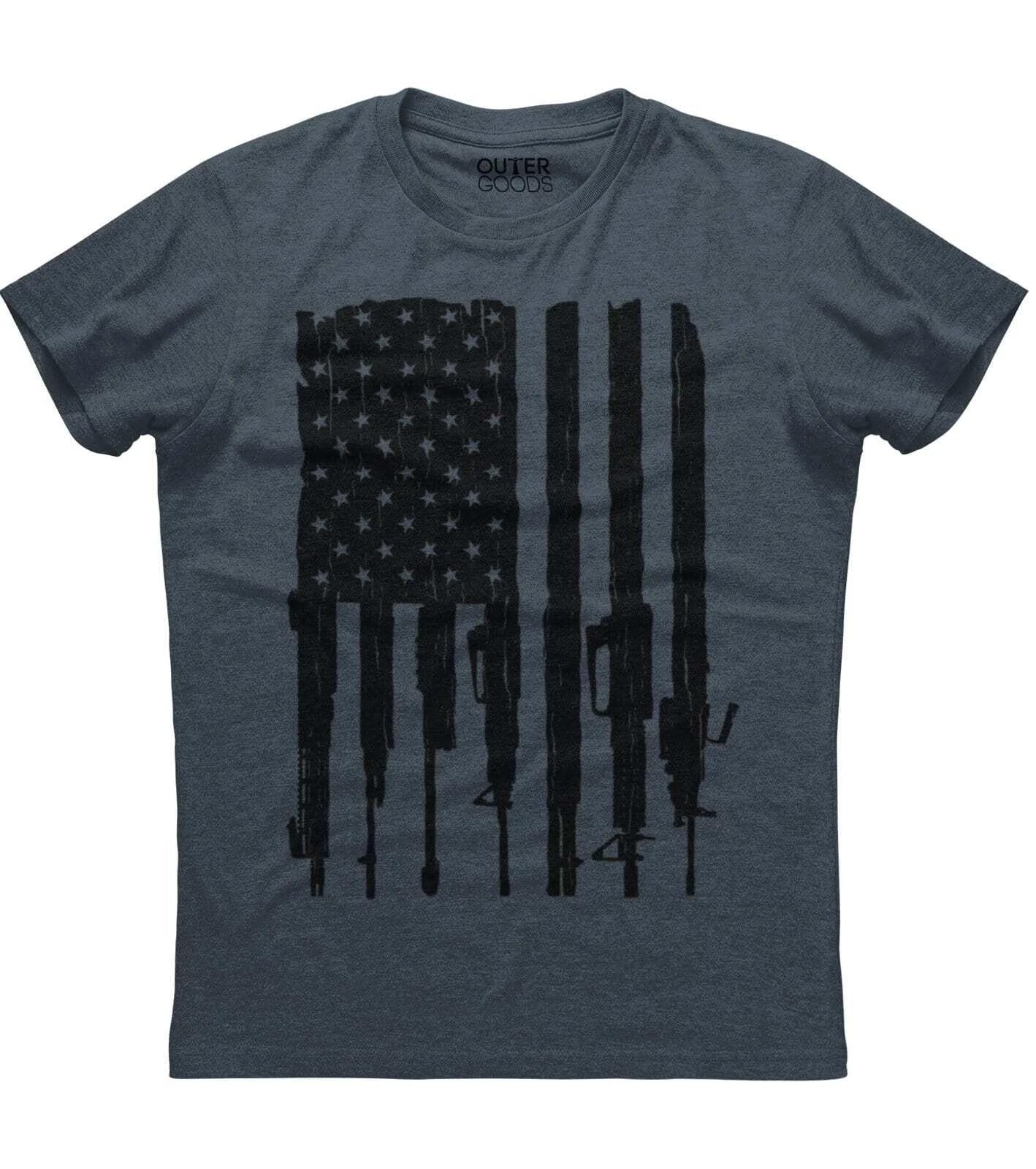 Patriotic American Flag Gun Lover Grunt Style Rifle USA T-shirt XXXXL