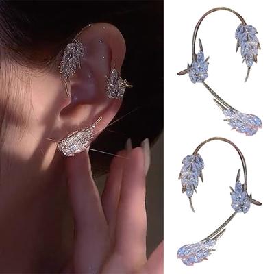 1 Paar Damen Clip-Ohrringe Funkelnder Strass Nicht-gestochen Weizenform Ohrklemme