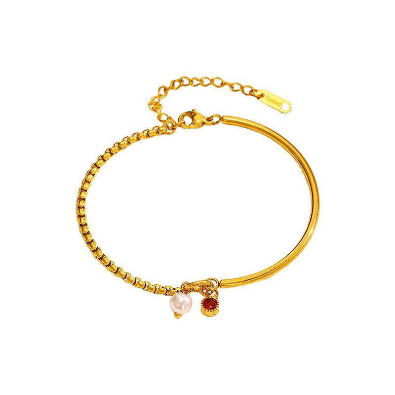 European and American Gold Titanium Steel Bracelet Bracelet Light Luxury High-end Stainless Steel 18K Gold Does Not Fade Niche Jewelry