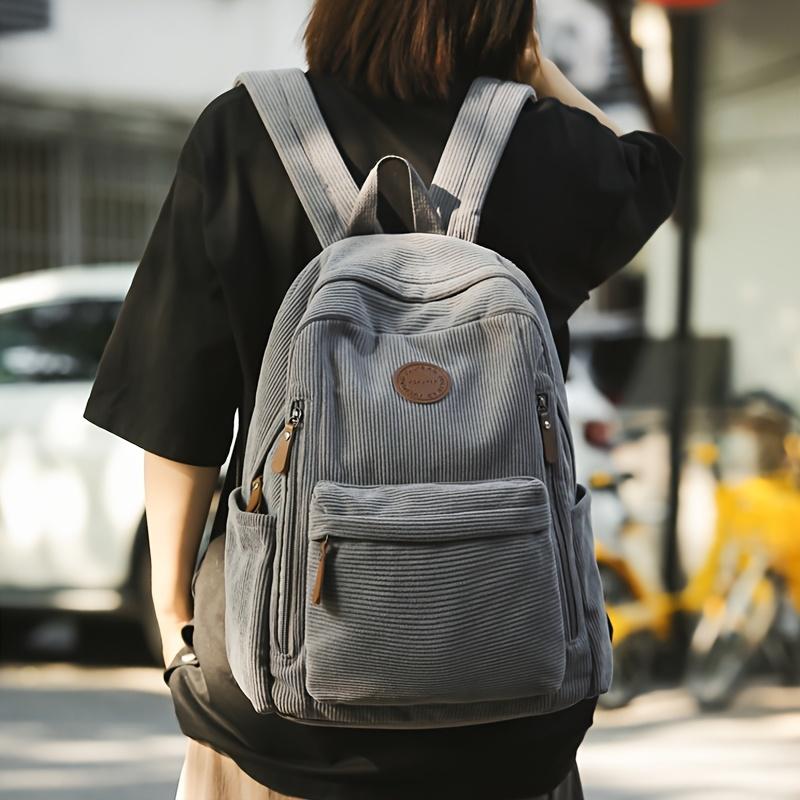Women's Olive Green Corduroy Backpack Large Capacity Backpacks Casual Daypack Work School Travel Ideal Gift for Students School