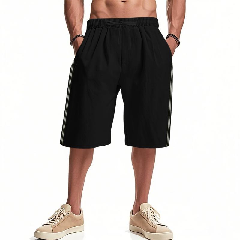 

Summer Men s Casual Shorts Beach Sports Simple Trend Jogging Five-quarter Pants Men XXXL чорний