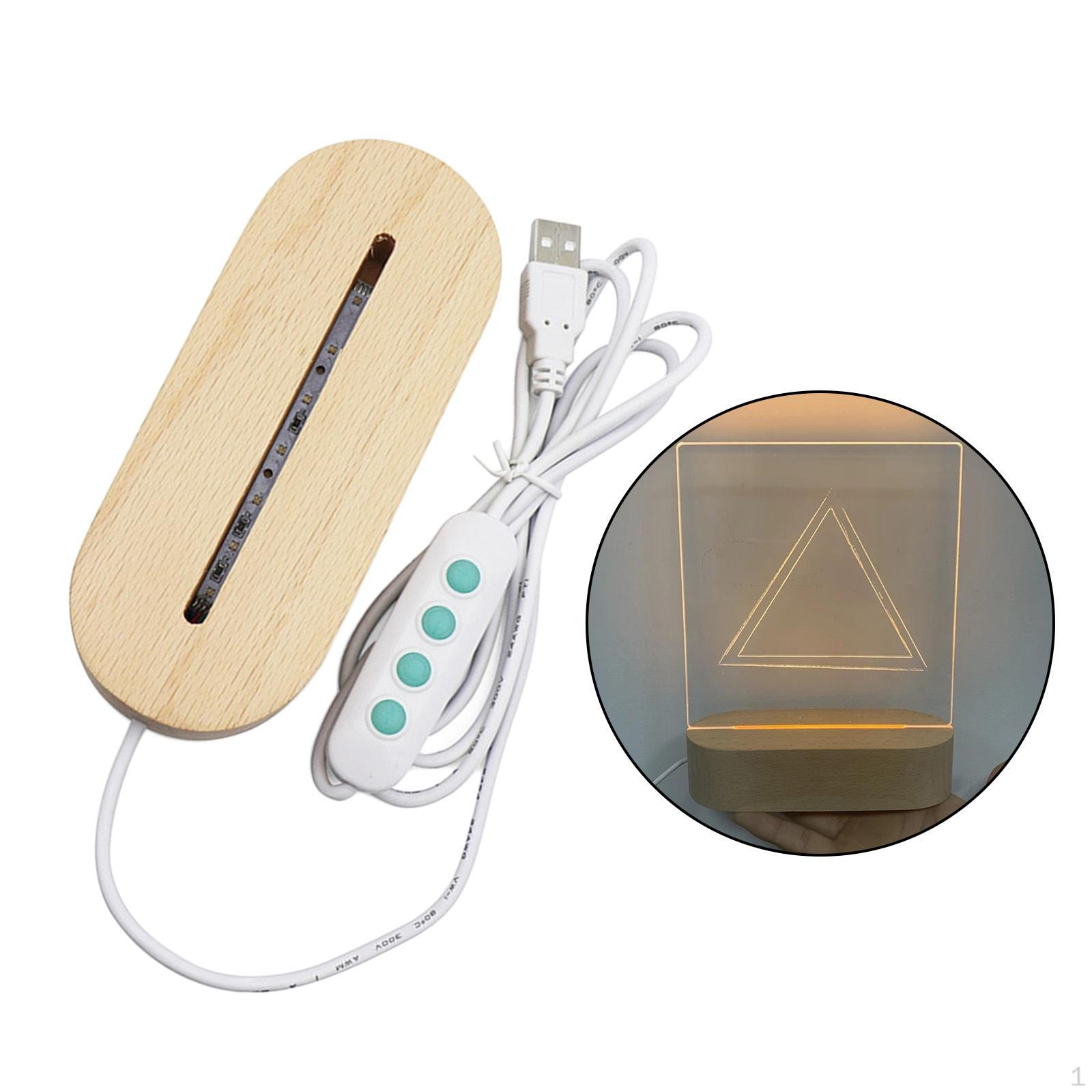 

Деревянное основание лампы с регулируемой яркостью DIY Многоцветная USB Регулируемая подставка для изменения цвета для общежития Oval