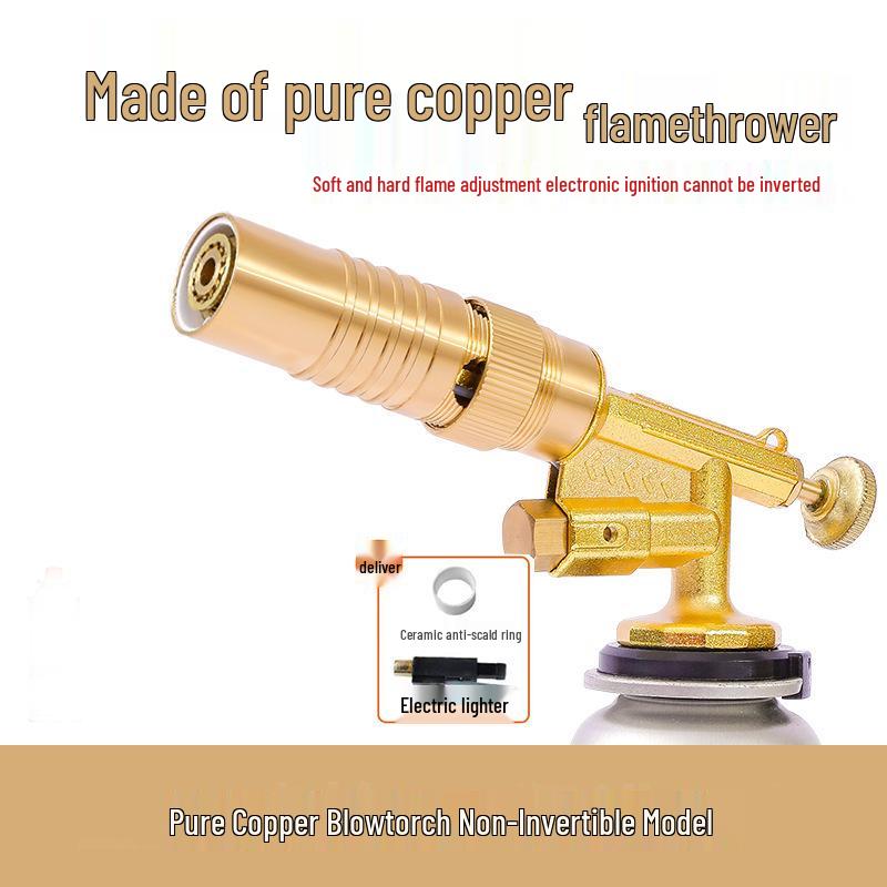 All Copper Flame Torch for Gas Cartridge - Handheld Blowtorch for Pig Hair Removal