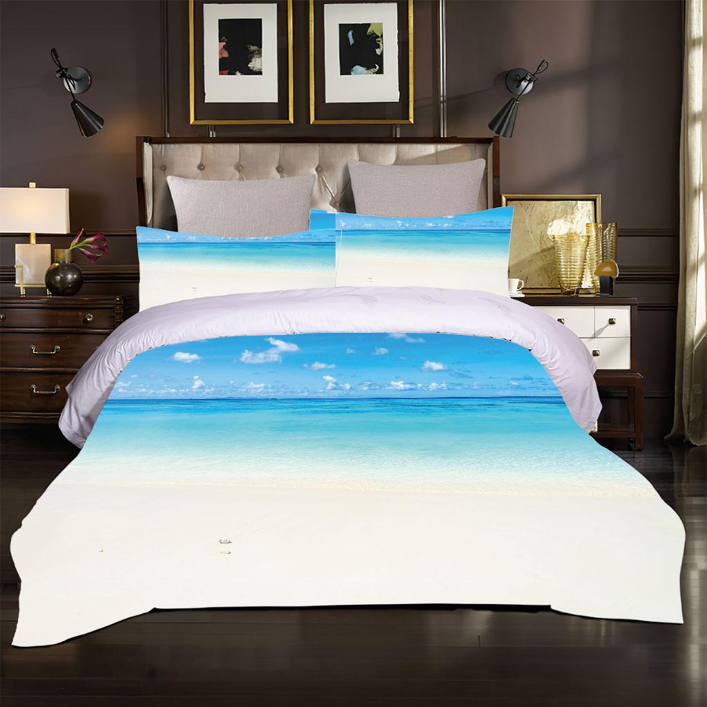 Bedding Collection Blue Ocean Sea 3D Quilt Duvet Cover Pillowcase Kids Bed Comfortable Bed Collection Twin King Bedding Fashion