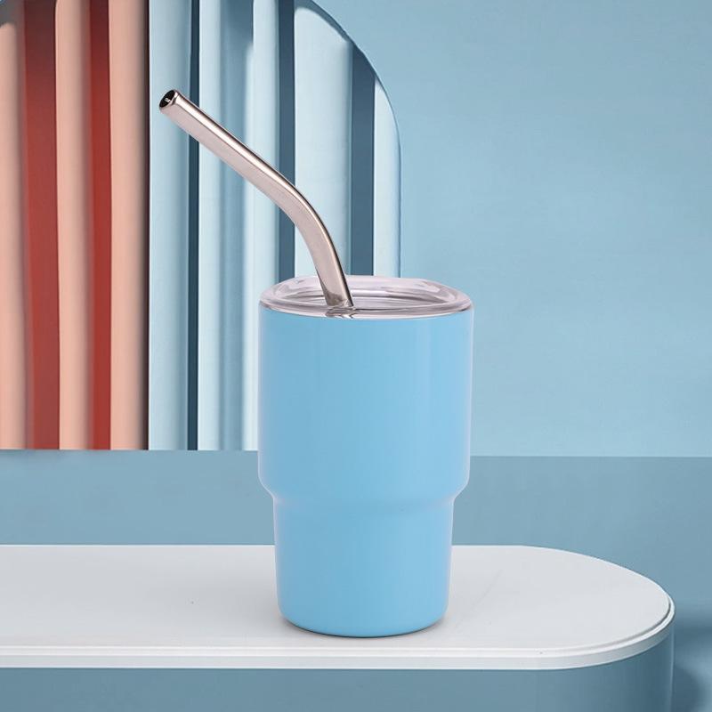 1pcs Tumbler Design Shot Cups 3oz Stainless Steel Shot Glass With Lid And Straw Insulated Drinking Cup For Bar Pub Club Restaurant Home Use Drinkware