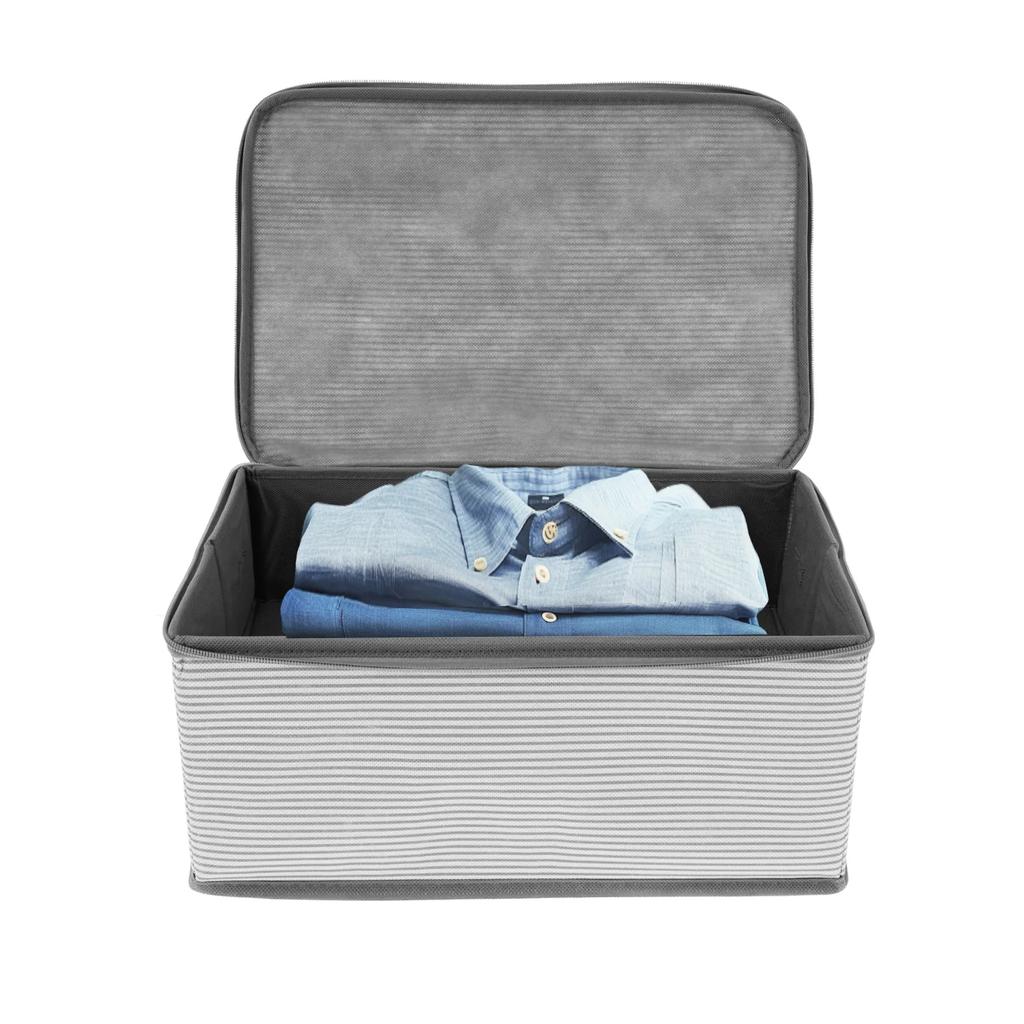 Nonwoven Lockable Storage Box Document Safe Portable Foldable Toy Clothes Organizer Container with Zipper Lid