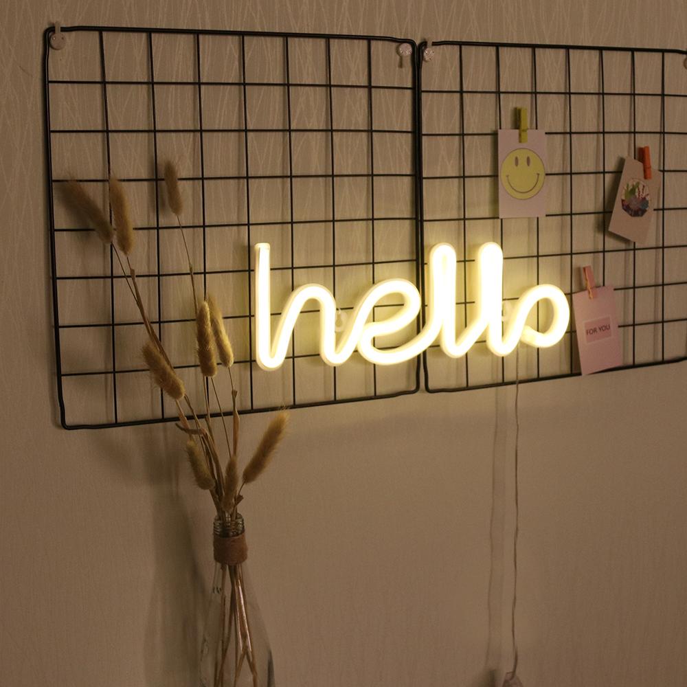 Night Light Neon Alphabet Hello Neon Lights For Birthday Wedding Party Bedroom Wall Hanging Decor Light Night