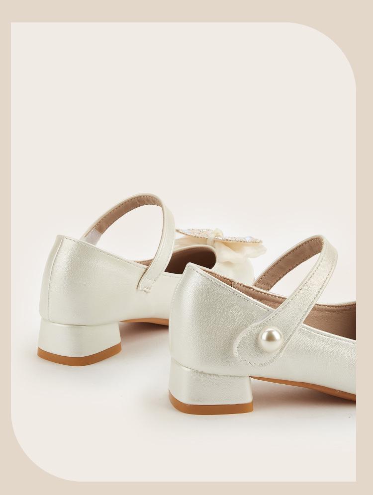 Collezione Inverno 2025: Tacchi Alti da Principessa per Bambina - Scarpe in Pelle con Fiocco per Bambini, alla Moda e Versatili