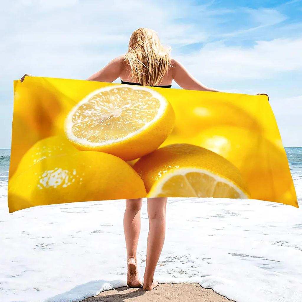 Asciugamani da Spiaggia Gialli al Limone in Microfibra, Asciugamano Coperta Sottile Morbido Assorbente Sovradimensionato, Leggero Asciugatura Rapida e Senza Sabbia Asciugamano da Bagno