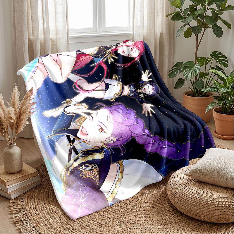 Kpop Dämonenjäger Bedruckte Flanell-Kuscheldecke Weich Warm Leicht Ganzjahresdecke für Sofa Bett Camping Wohnkultur Feiertagsgeschenk