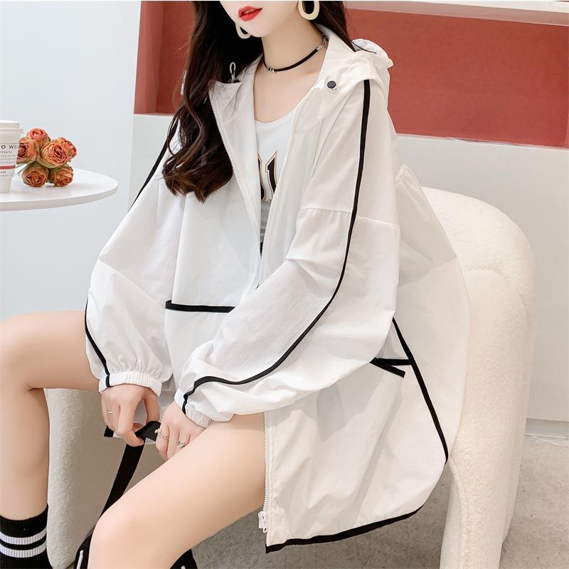 Women Loose Mid Length Thin Casual Sun Protection Jacket Coat