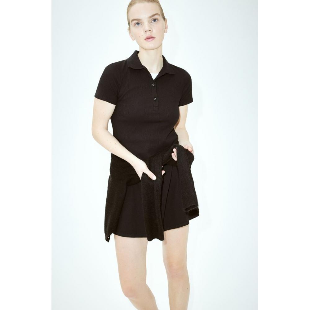 

Платье в рубчик с воротником HM, черное