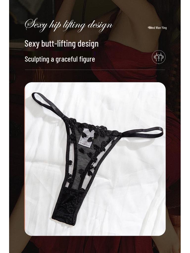 European Valentine's Day Heart Embroidery Lace Lingerie Set