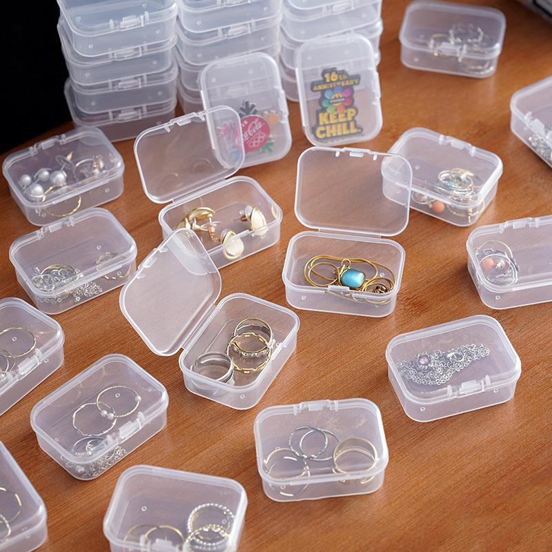 20Pcs Mini Storage Box Transparent Square Plastic Box Earrings Jewelry Packaging Storage Small Square Box Jewelry Organizer