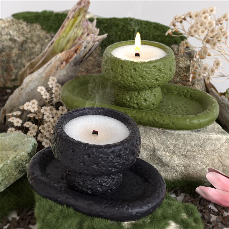 Stone Patterned Tray Candle Cup Mold Resin Casting Silicone Mold DIY Gypsum Cement Tray Silicone Resin Mold