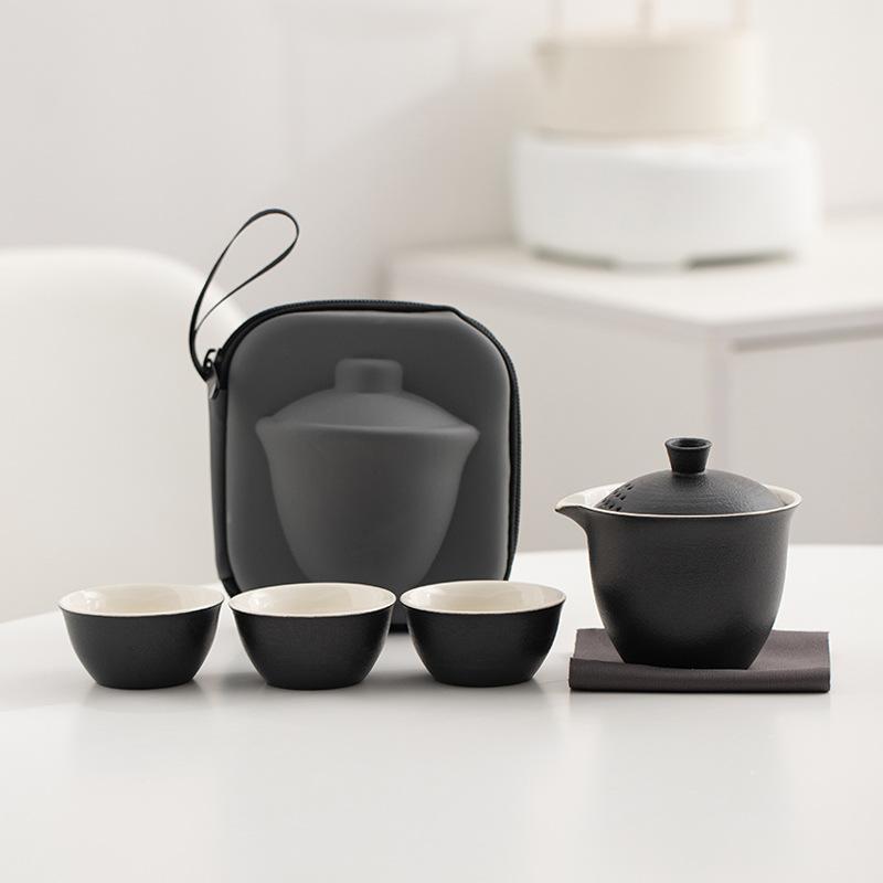 Portable Travel Kung Fu Tea Set Coarse Amoy Road Treasure Small Set Outdoor Business One Pot Three Cups