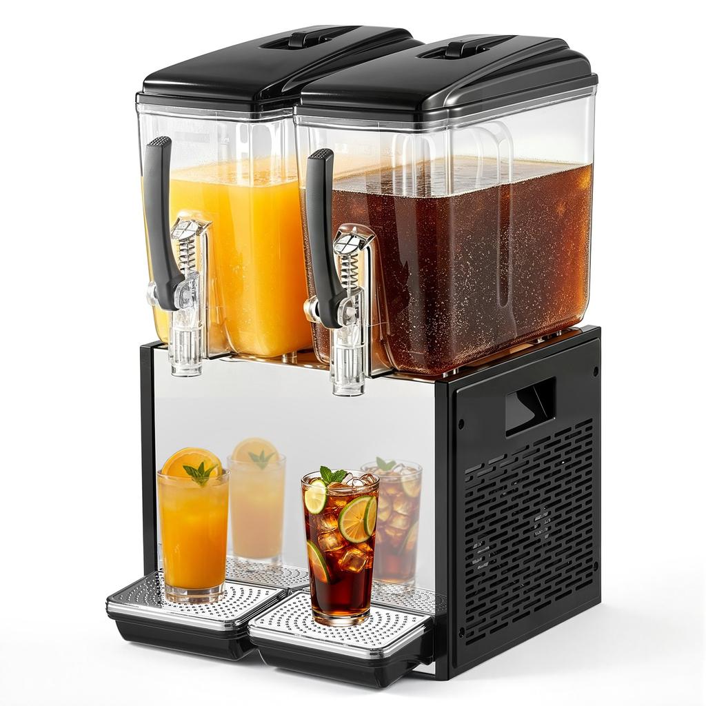 VEVOR Commercial Beverage Dispenser 2 Tanks 12 L / 12.7 QT Per Tank, Stainless Steel Juice Dispenser