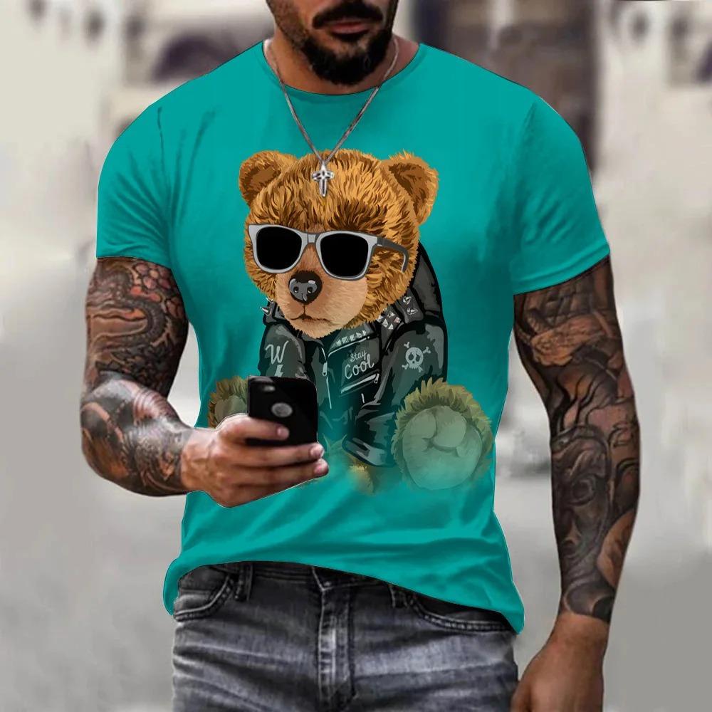 Funny Animal Printed T Shirt For Men Hip Hop Style Oversized Short Sleeve Street Harajuku O-neck Pullover Summer Casual Tops 6XL