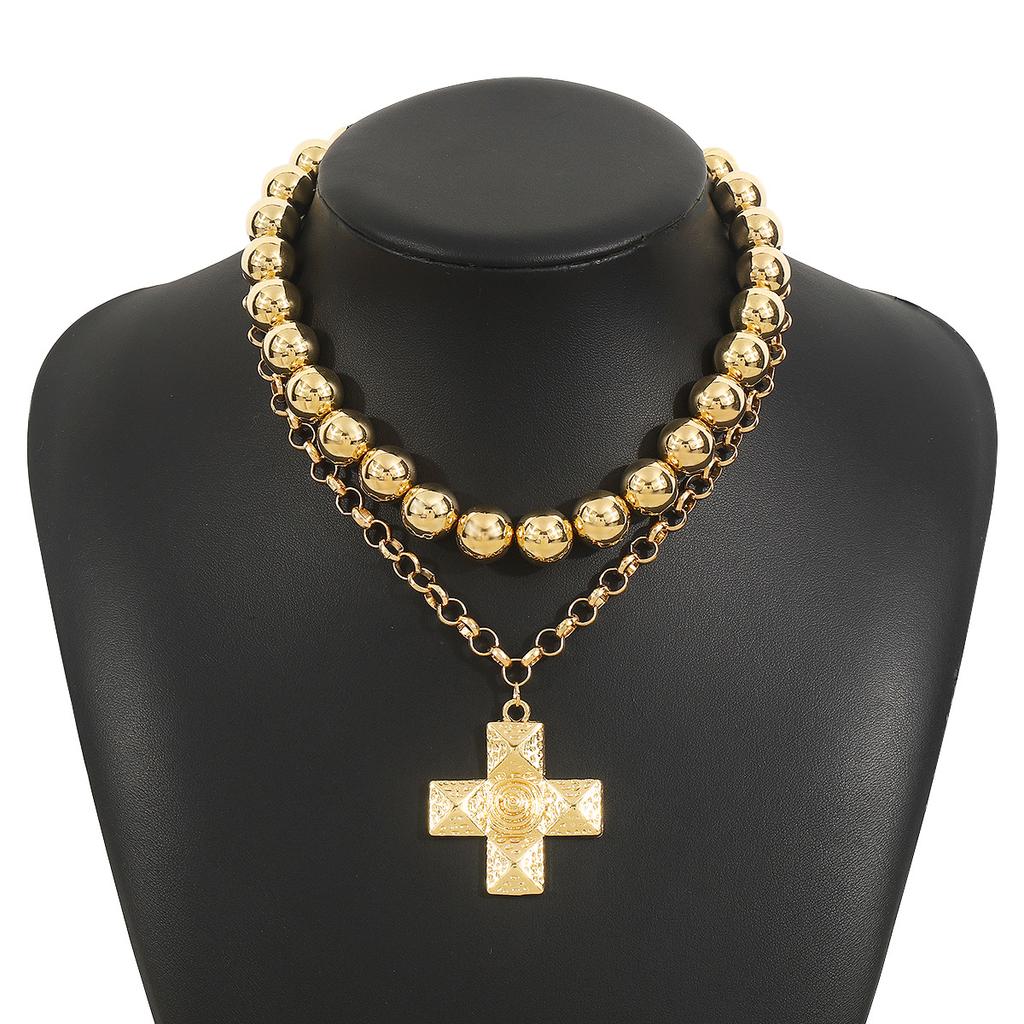 Retro Rhinestone Cross Pendant Necklace for Women Choker Party Jewelry Accessory