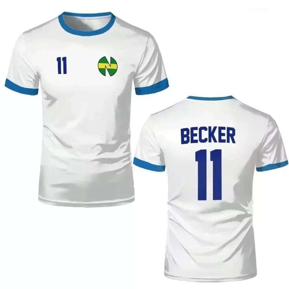 Tsubasa Misaki Atom Hutton Becker Japan Cartoon Animation Anime Football Soccer T-Shirt Jersey Print Sport Vintage Short Sleeve Uniform Cosplay Unisex