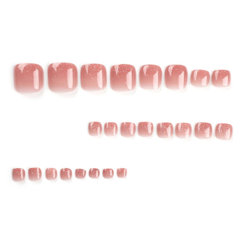 24 Stuks Geleidelijke Verandering Pure Wens Teennagel Nagelstuk Eenvoudige Teennagel Sticker Wit Draagbare Nagel Verwijderbare Nepnagel