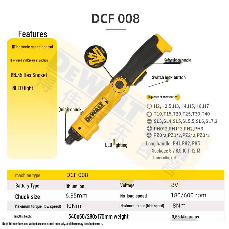 DeWalt Cordless Electric Screwdrivers & Impact Drivers CN plug (adapter included)
