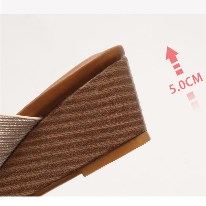 Plus Size 36 -44 45 Women Wedges Sandals Slippers Med Heel X Cross Strap Female Big Size Modern Slides Summer Shoes  New