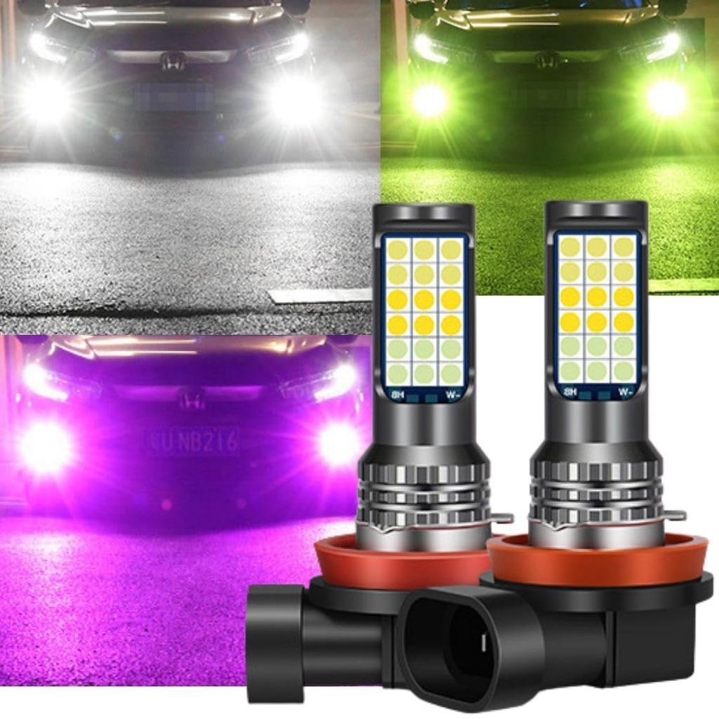 [EternaBright] Car LED Fog Lamp, 3 Color Switching, H8, H11, Explosive Light, White, Pink,