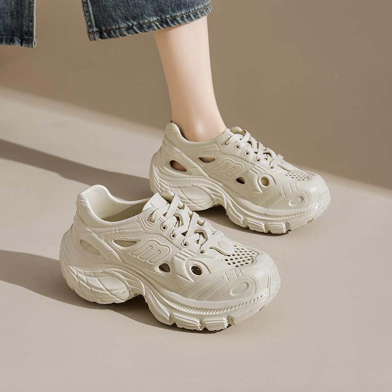 Augustine sports dad sandals women's 2025 new spring and summer hole white shoes soft-soled wading beach shoes