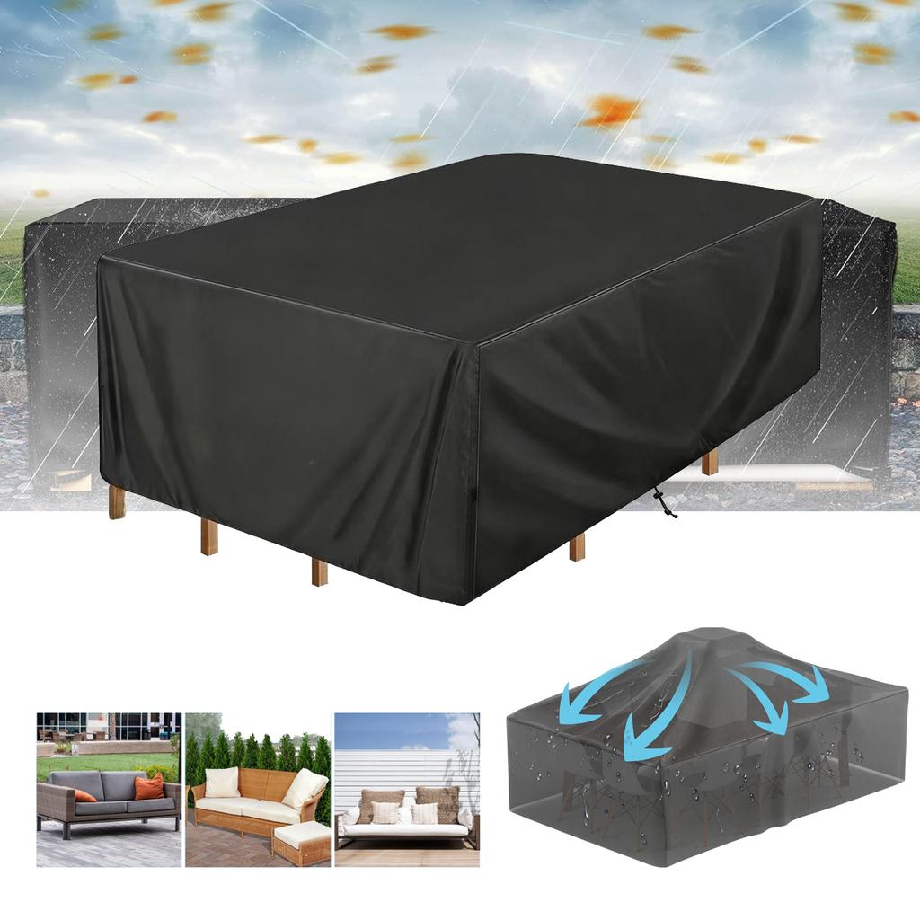 14 Universal Size Sunproof and Windproof Rectangular Patio Covers Tear Resistant Outdoor Square Table and Chair Protective Cover