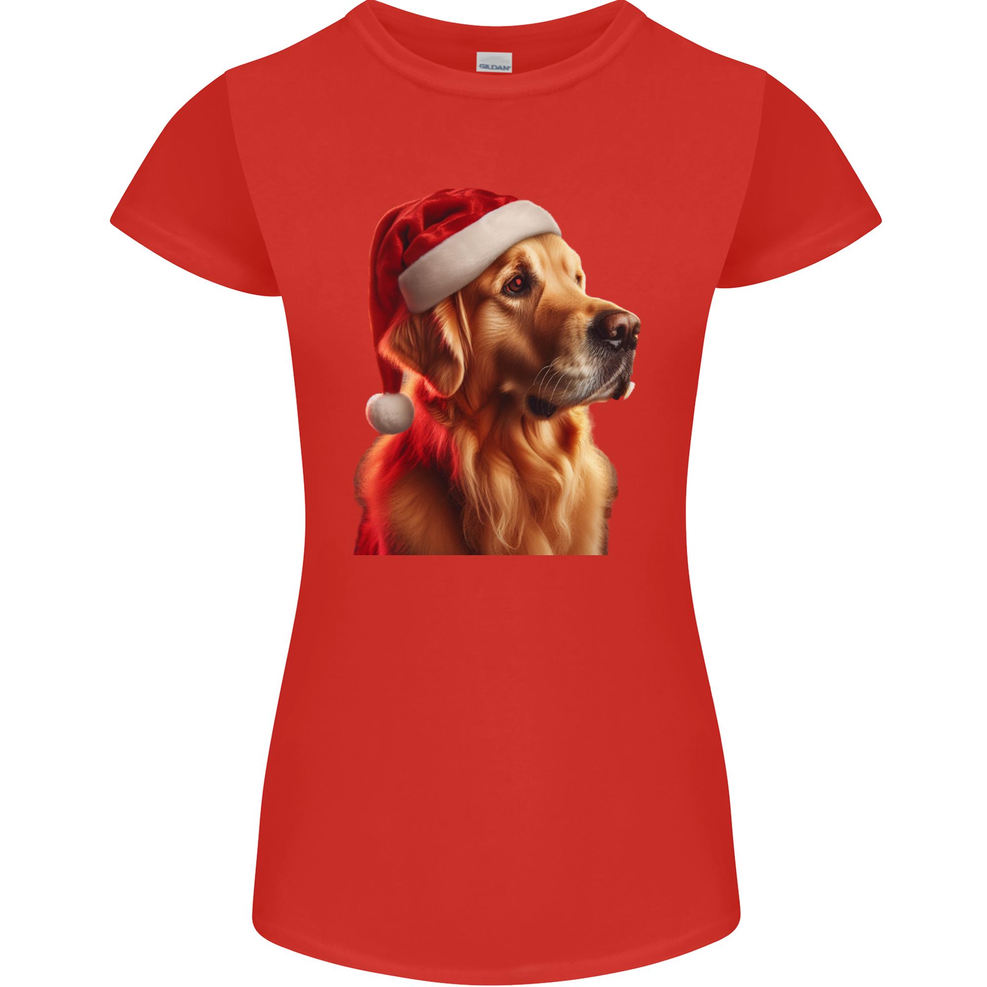 Christmas Golden Retriever Dog Xmas Unisexs Petite Cut TShirt S