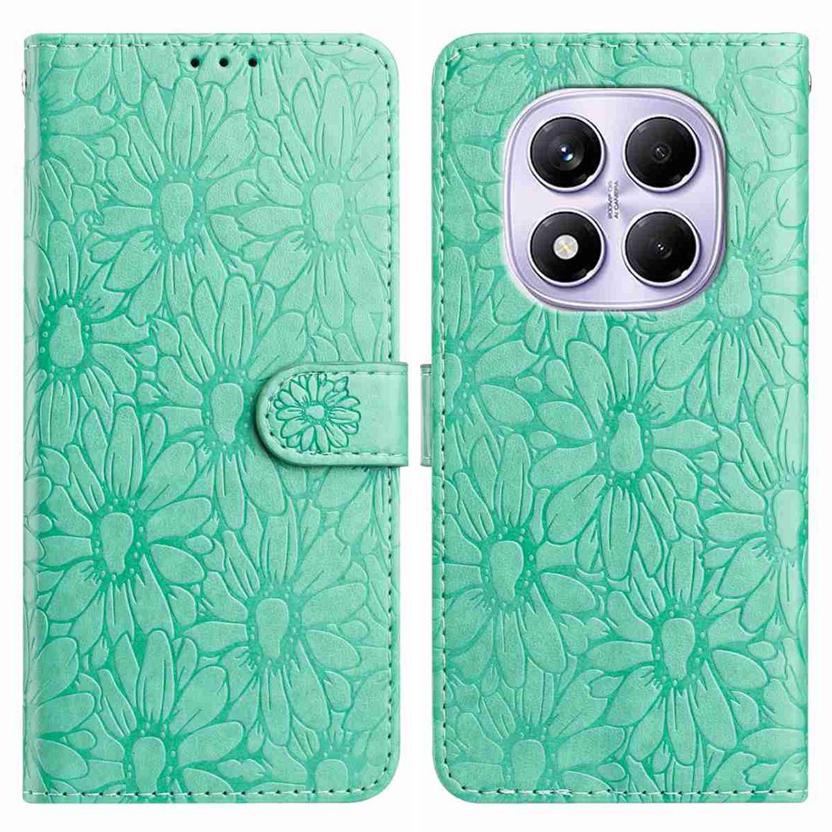 

For Xiaomi Redmi Note 14 Pro 5G Leather Case Daisy Imprint Wallet Stand Phone Protective Cover B