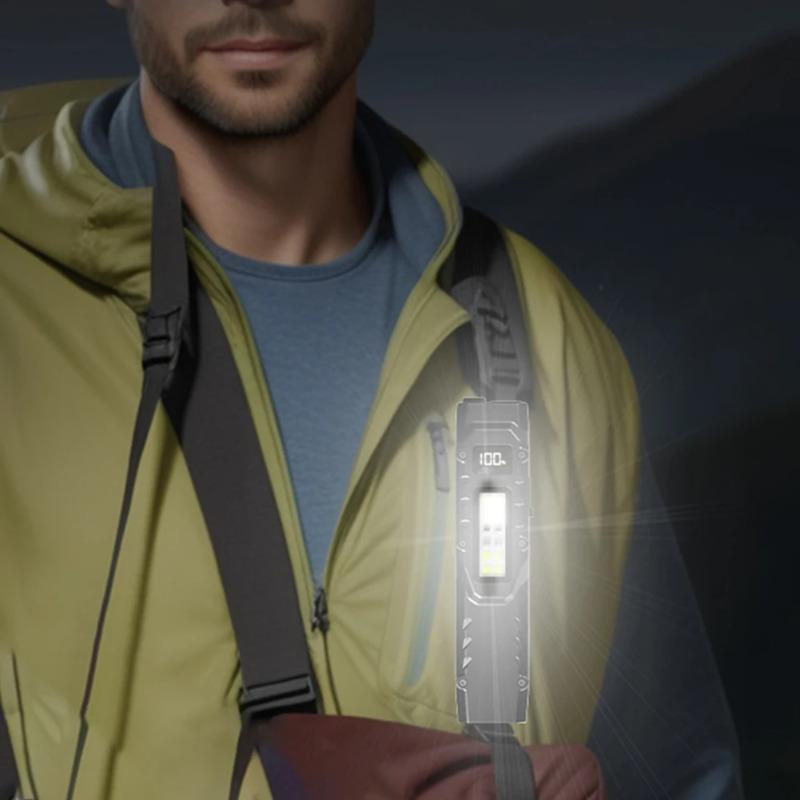 LED Ultra Slim Flashlight USB Charging Mini Camping Light IPX44 Waterproof Portable Pocket Flashlight 1000mAh for Outdoor Hiking