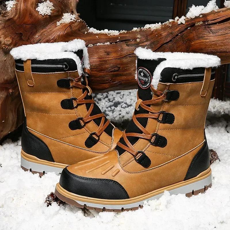 

Fashion High Quality Winter Snow Boots Men s Plush Warm Comfortable Anti Slip Wear-resistant Waterproof Outdoor Casual Cotton Shoes 38 коричневый